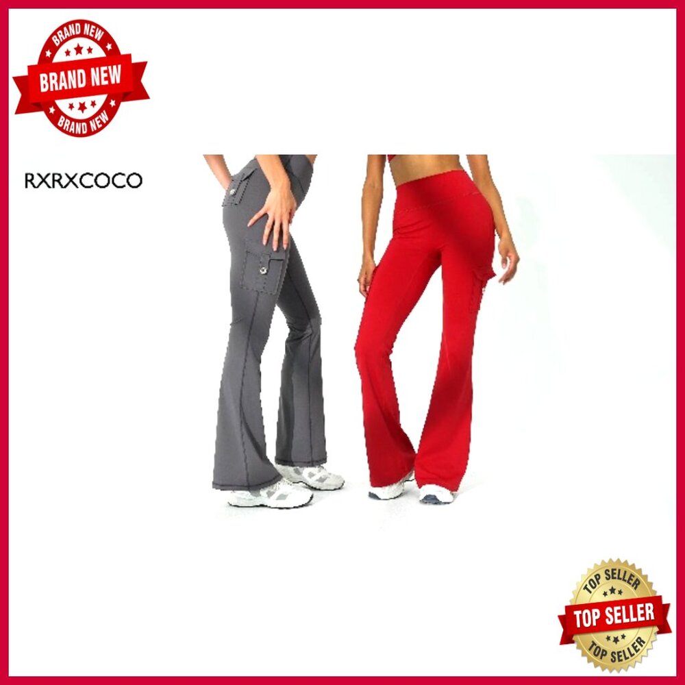 High Waisted Flare Leggings with Pockets and Sports Bra Workout Set - Picture 7 of 7